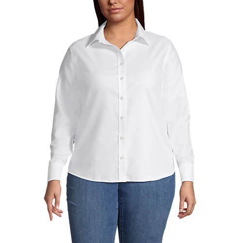 Women's Plus Size Long Sleeve Oxford Shirt - Secondary