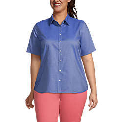 Women's Plus Size Short Sleeve Oxford Shirt, Front