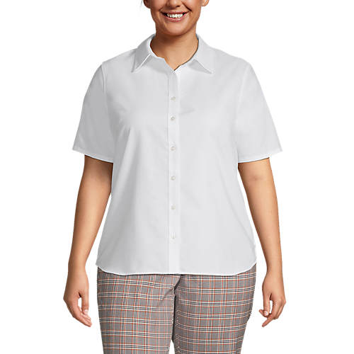 School Uniform Women's Plus Size Short Sleeve Oxford Shirt - Secondary