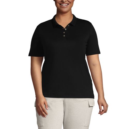 Women's Size Short Sleeve Relaxed Fit Hemmed Polo Shirt | Lands' End