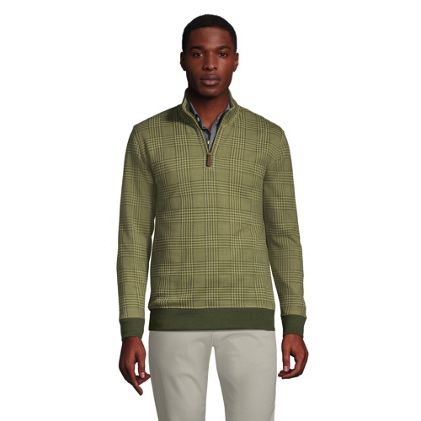 Men's Print Bedford Rib Quarter Zip Sweater - image 1