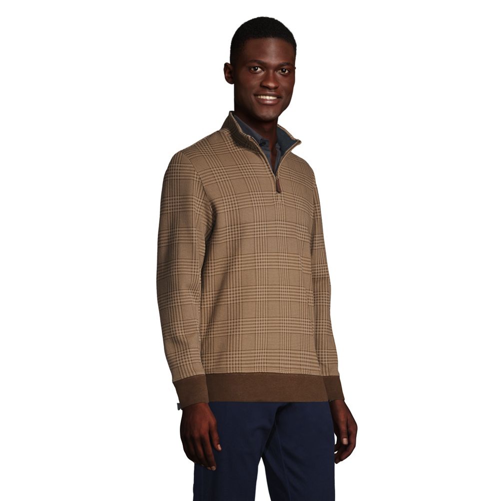 Men's Print Bedford Rib Quarter Zip Sweater | Lands' End