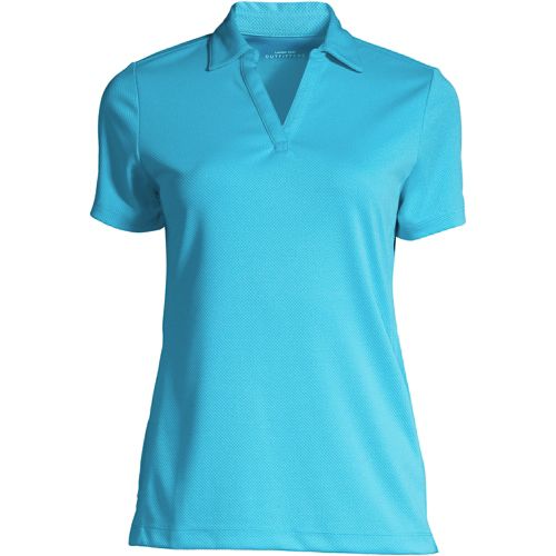 Women's Short Sleeve Active Mesh Johnny Collar Polo Shirt