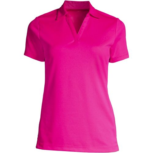 Women's Short Sleeve Active Mesh Johnny Collar Polo Shirt