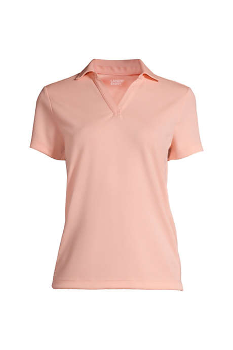 Women's Short Sleeve Active Mesh Johnny Collar Polo Shirt