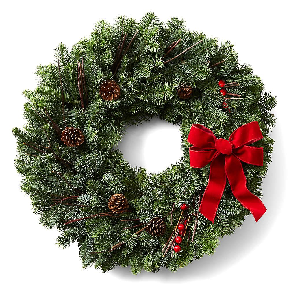 Teufel 22" Fresh Adirondack Christmas Wreath, Front