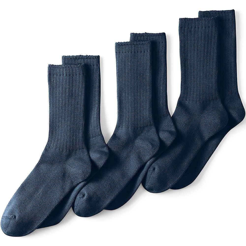 School Uniform Men's Seamless Toe Cotton Crew Socks (3-pack), Front