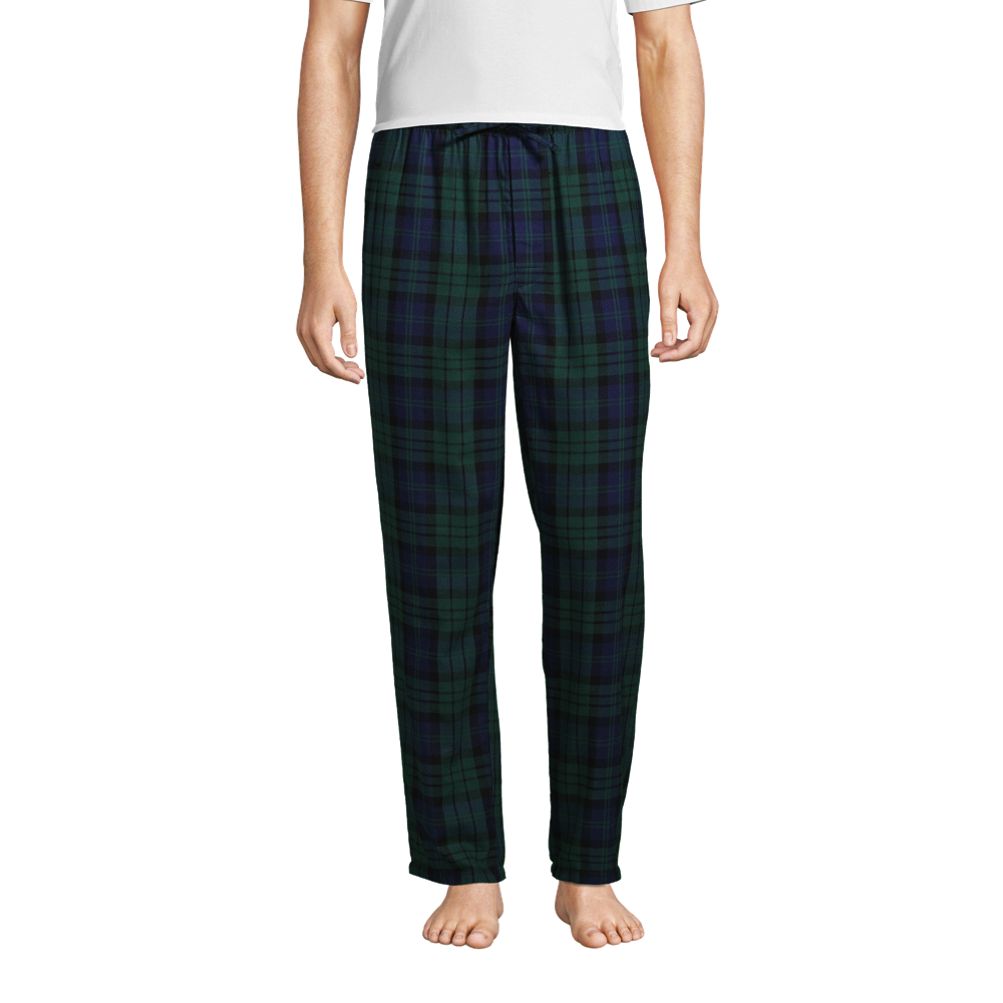 Regular Fit Flannel Pajama Pants - Black/white plaid - Men