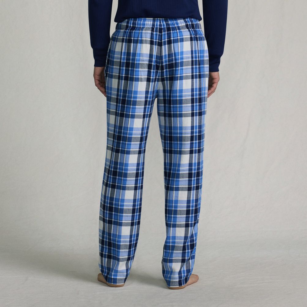 Men's Scotch Plaid Flannel Sleep Pants Fruit of the Loom Men's Woven Sleep Pajama Pant, Blue Plaid/Wh