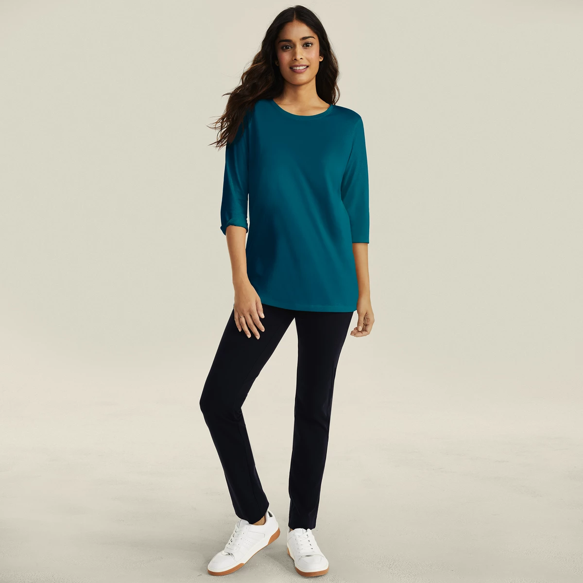 Women's Tall Starfish Mid Rise Slim Leg Pants — Black by Lands' End