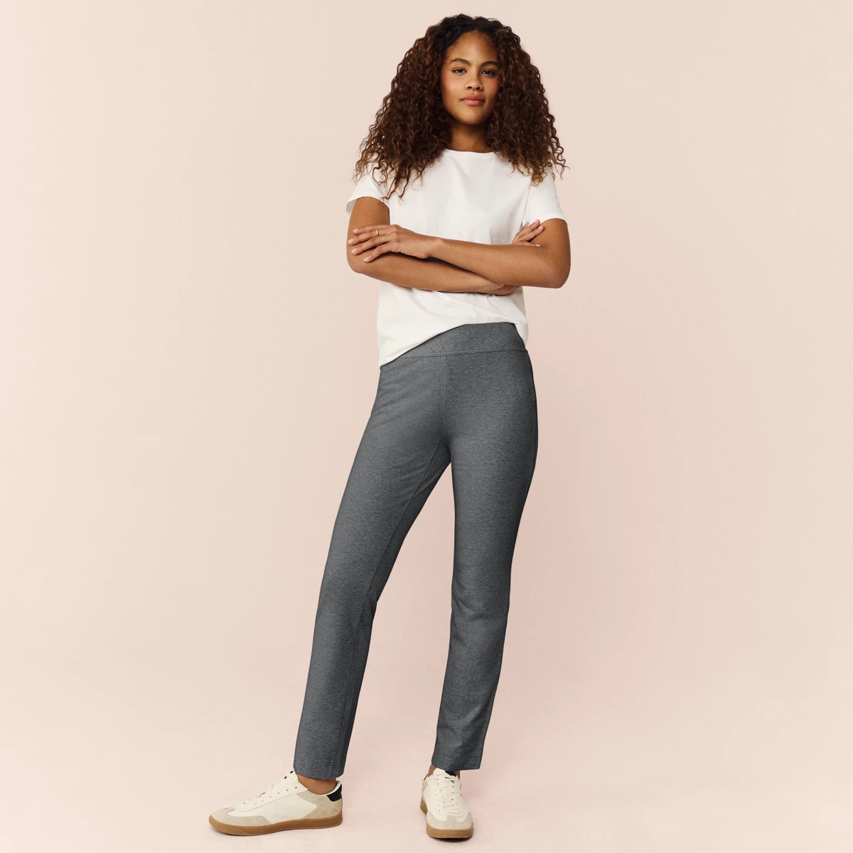 Women's Tall Starfish Mid Rise Slim Leg Pants — Charcoal Heather by Lands' End