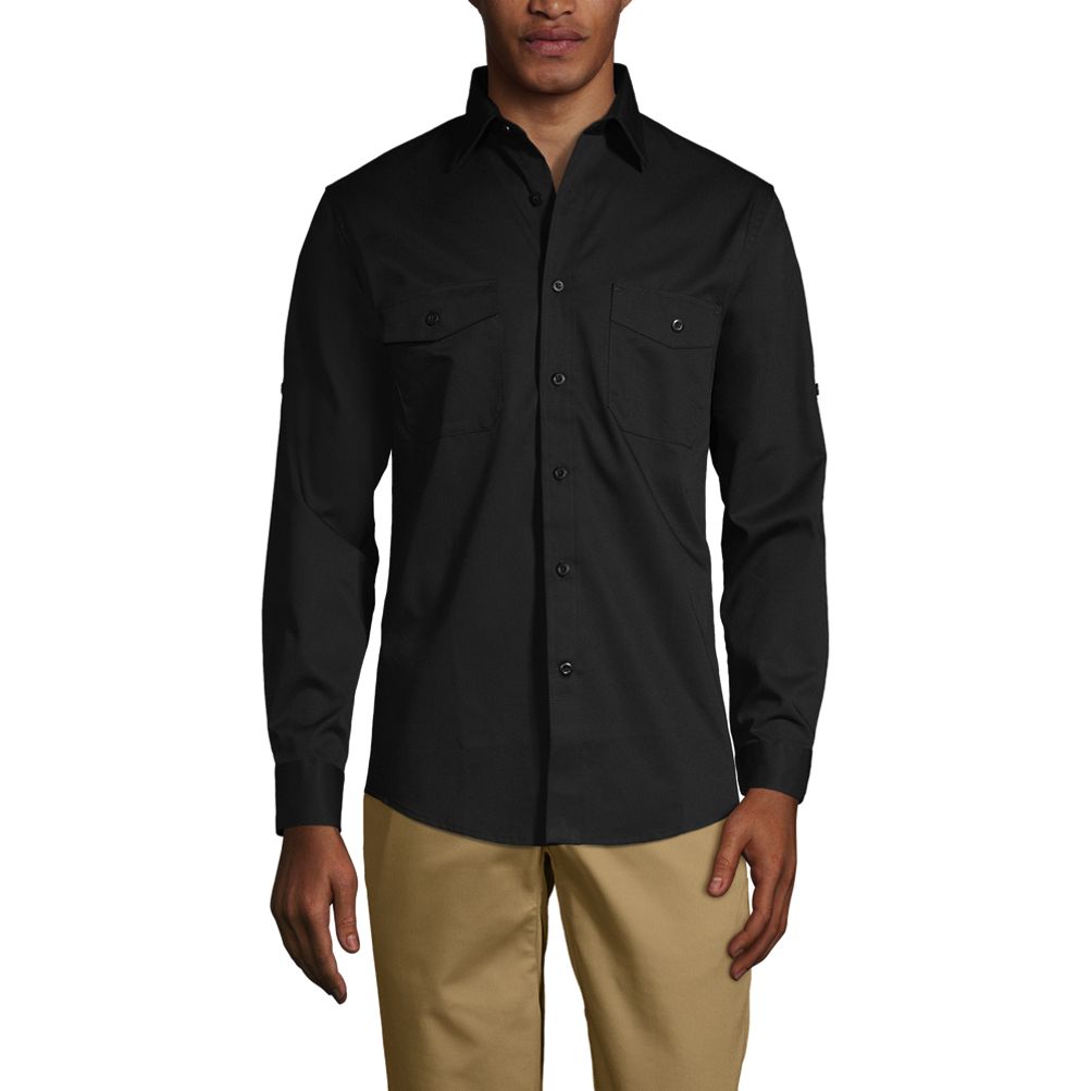 Men's Long Sleeve Straight Collar Work Shirt