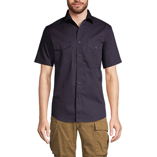 Men's Short Sleeve Straight Collar Work Shirt - Secondary
