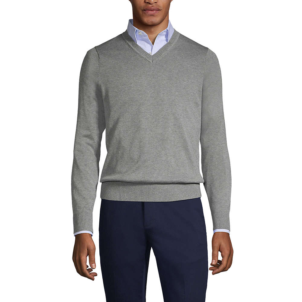 School Uniform Men's Cotton Modal V-neck Sweater, Front