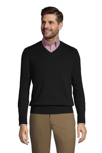 Men S Cotton Modal V Neck Sweater Lands End