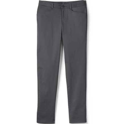 Girls Iron Knee Blend Plain Front Chino Pants | Lands' End