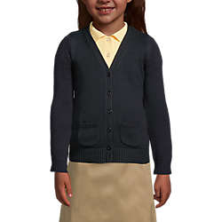 School Uniform Little Girls Cotton Modal Button Front Cardigan Sweater, Front