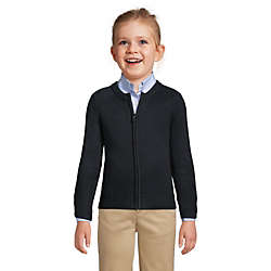 School Uniform Little Girls Cotton Modal Zip-front Cardigan Sweater, Front