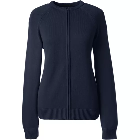 Women's Cotton Modal Zip-Front Cardigan Sweater - primary