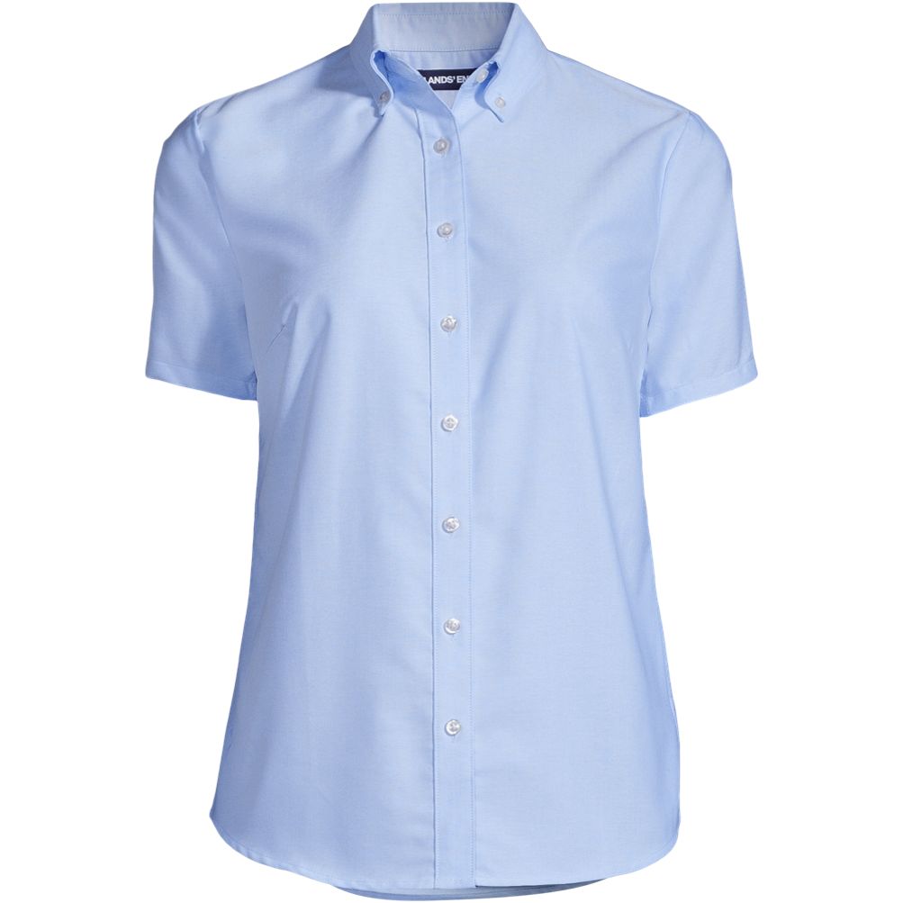 White Short Sleeve Oxford Shirt For Women - LionsDeal