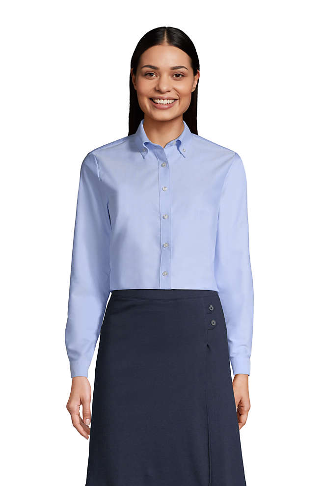 Women's Long Sleeve Oxford Dress Shirt, Front