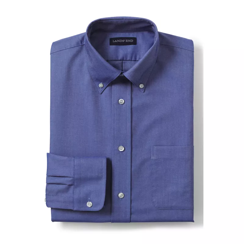 Men's Long Sleeve Solid Oxford Dress Shirt, Front