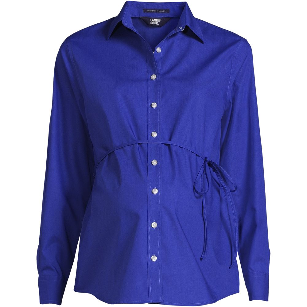 Maternity Long Sleeve Adjustable Broadcloth Shirt - Dark Cobalt Blue - M