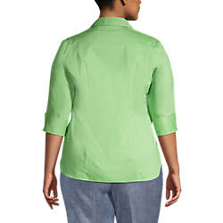 Women's Plus Size 3/4 Sleeve Flip Cuff Stretch Shirt, Back