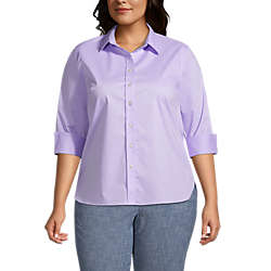 Women's Plus Size 3/4 Sleeve Flip Cuff Stretch Shirt, Front
