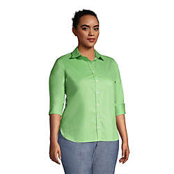 Women's Plus Size 3/4 Sleeve Flip Cuff Stretch Shirt, alternative image