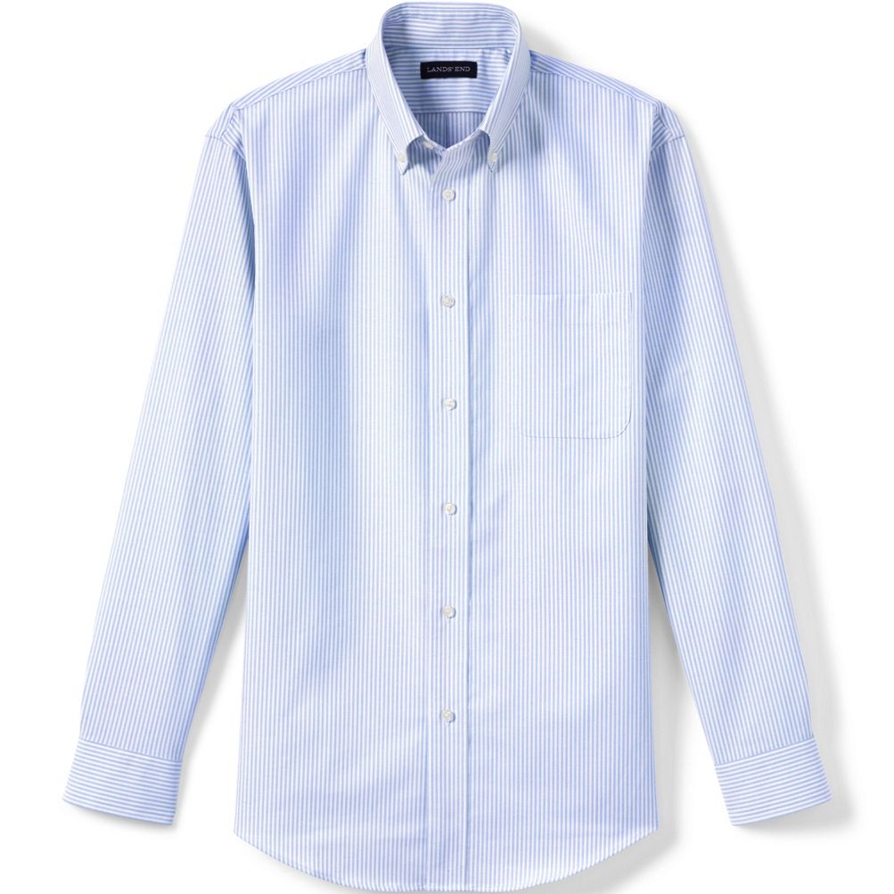 Men's Long Sleeve Striped Oxford Dress Shirt | Lands' End