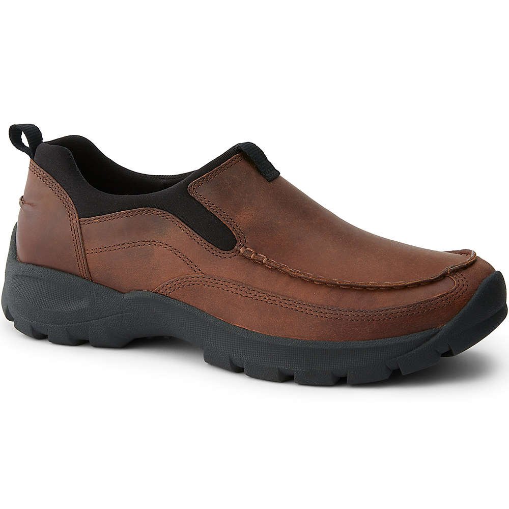 School Uniform Men's All Weather Suede Leather Slip On Moc Shoes, Front