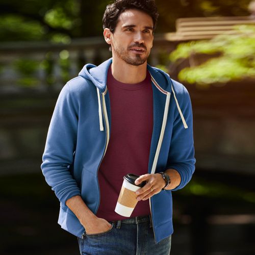 Men's zip front sweatshirt best sale no hood