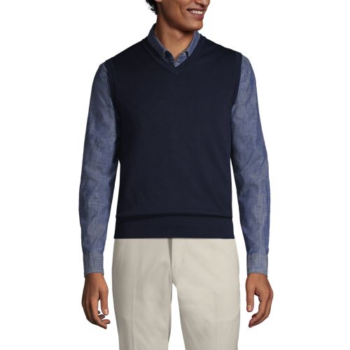 combinatie Garderobe Chinese kool Men's Fine Gauge Supima Cotton Sweater Vest | Lands' End