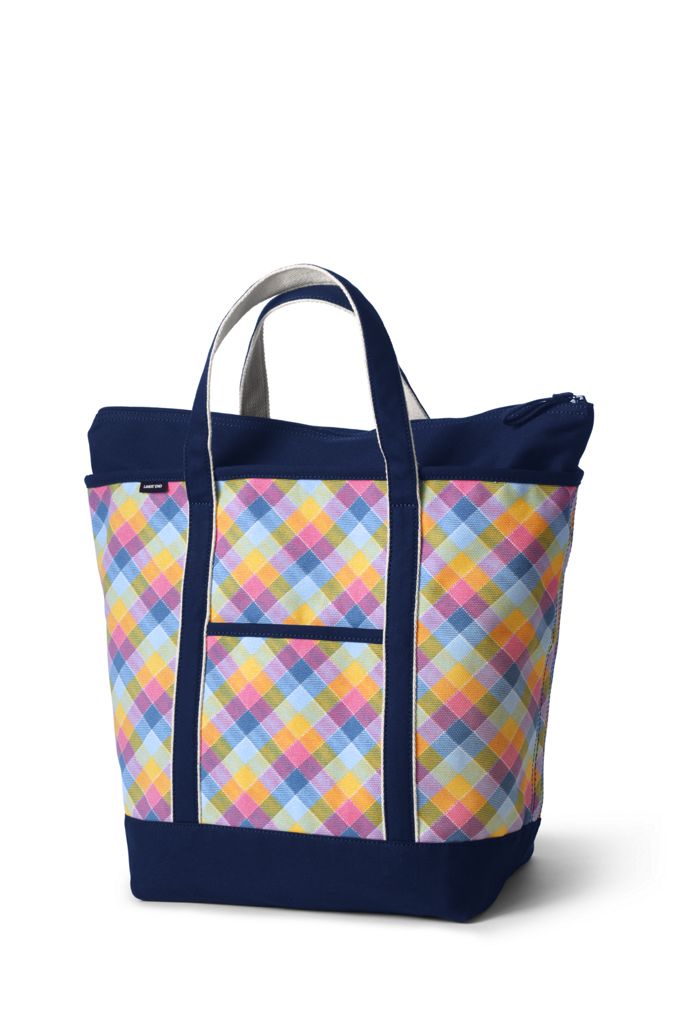 Image of Large Print Zip Top Canvas Tote Bag - Lands' End