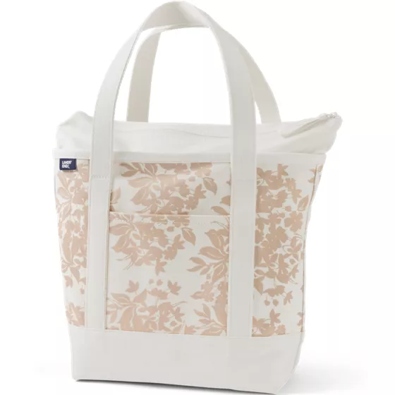 Medium Print 5 Pocket Zip Top Canvas Tote Bag - primary
