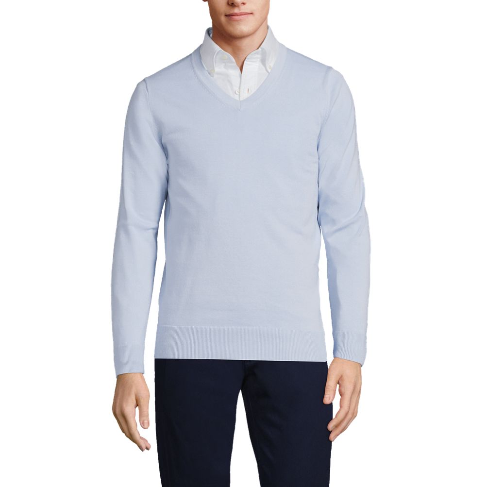 Men's Classic Fit Fine Gauge Supima Cotton V-neck Sweater