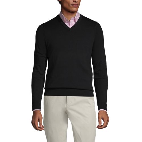 Men's Fine Gauge Cashmere V-neck Sweater | Lands' End