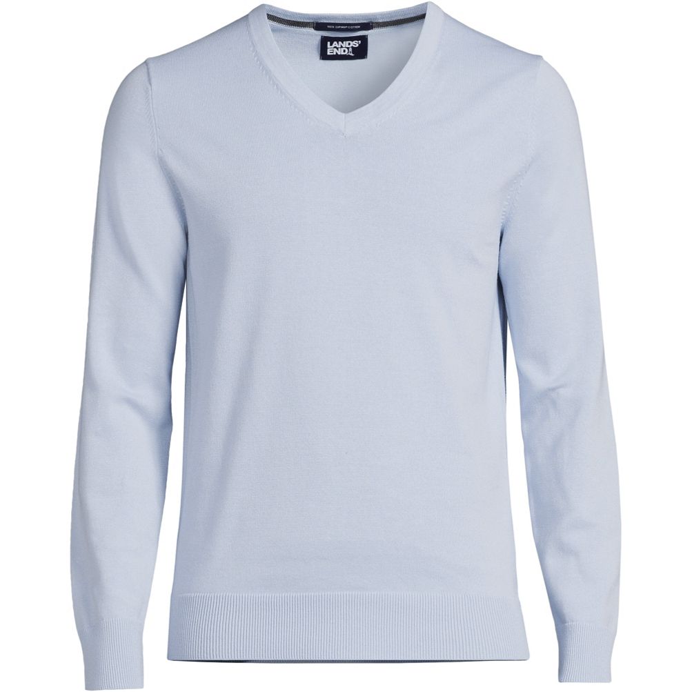 Men's Classic Fit Fine Gauge Supima Cotton V-neck Sweater | Lands' End