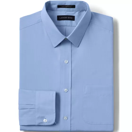 School Uniform Men's Slim Fit Long Sleeve Straight Collar Broadcloth Dress Shirt - primary