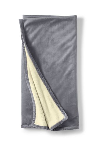 Sherpa Fleece Throw Blanket Lands End