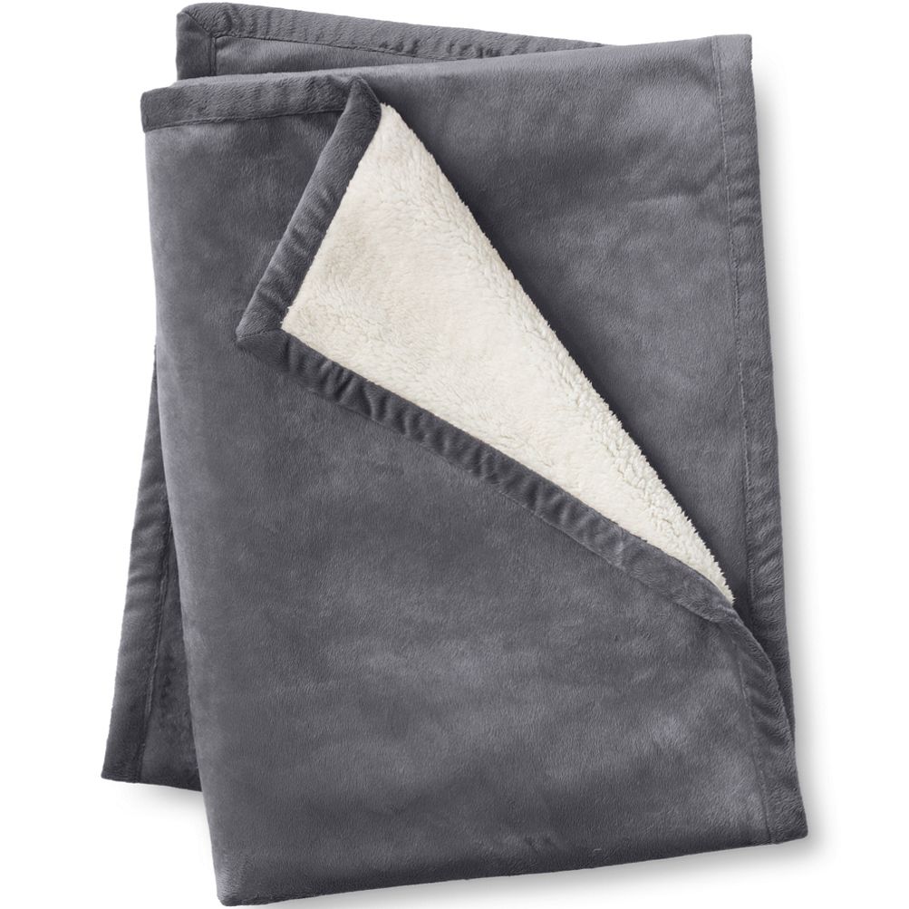 Sherpa Fleece Throw Blanket Lands End