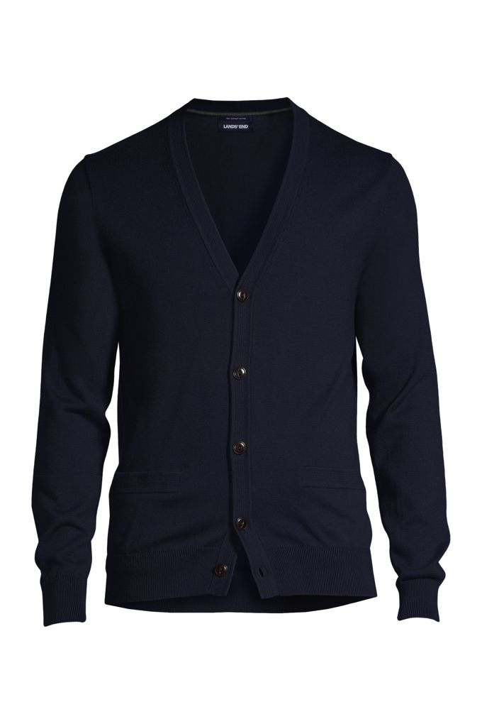 Customer Favorite Men's Classic Fit Supima Cotton Cardigan Sweater - Lands'  End - Blue - S | AccuWeather Shop