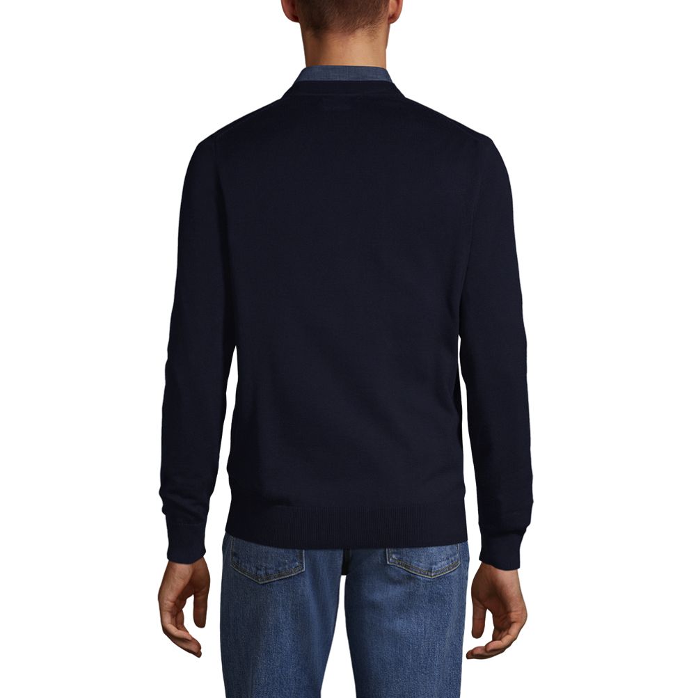 Men's Fine Gauge Supima Cotton V-Neck Cardigan Sweater | Lands' End