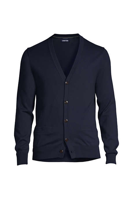 Men's Fine Gauge Cotton V-neck Cardigan Sweater