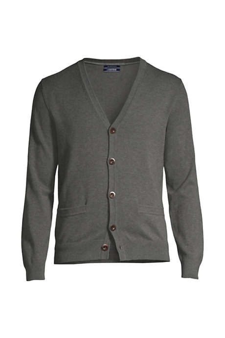 Men's Fine Gauge Cotton V-neck Cardigan Sweater
