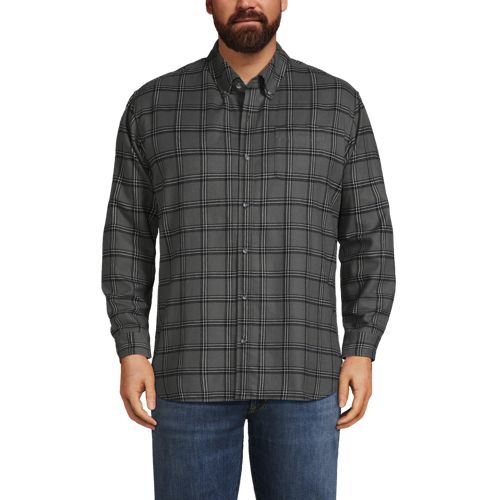 KingSize Men's Big & Tall Solid Double-Brushed Flannel Shirt - Big - 2XL,  Hunter Green