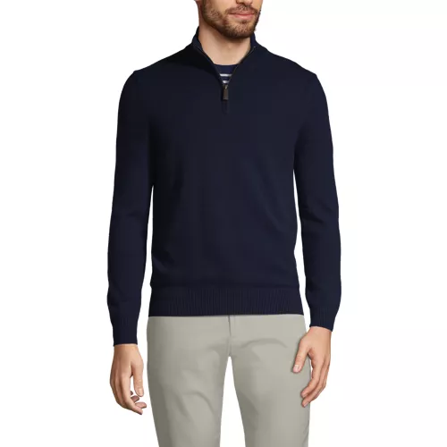 Men's Fine Gauge Cashmere Quarter Zip, Front