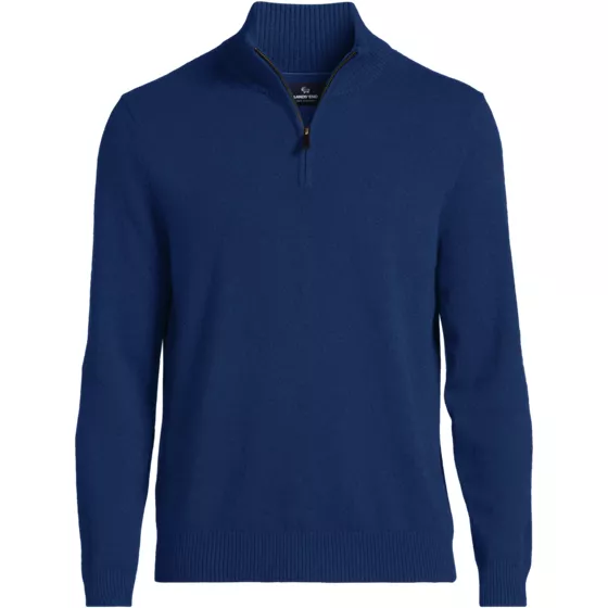 Men's Tall Fine Gauge Cashmere Quarter Zip Sweater - primary