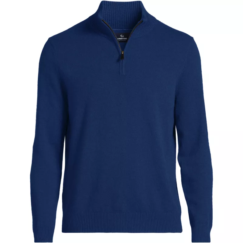 Men's Tall Fine Gauge Cashmere Quarter Zip Sweater, Front